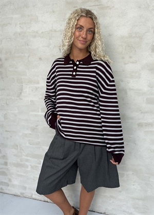 Adanne stripe polo bluse Bordeaux/Blue Boii Studios 